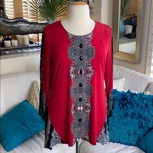 Style & co  Rhinestone embellished  hanky hem top
